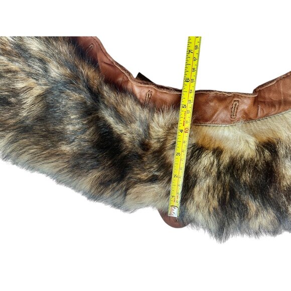 Fox Fur Collar Leather Backing Buttonholes Vintage - Picture 9 of 12